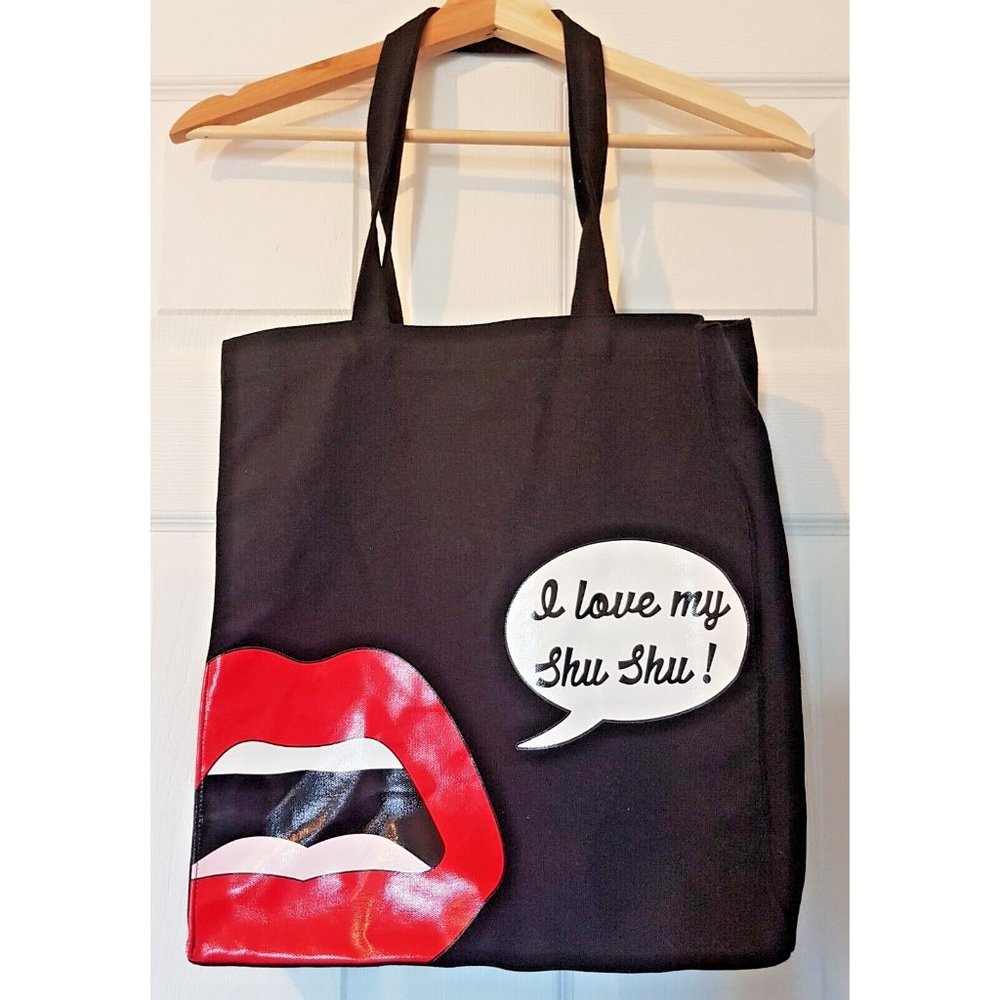 Yazbukey for SHU UEMURA Canvas Tote Bag Purse I Love My Shu Shu Black